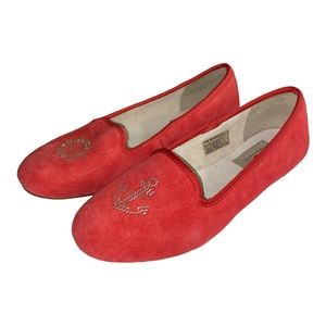 Ugg #1007547 Nautical Coral Red Rhinestone Bling Slip On Flats Shoes Size 5.5